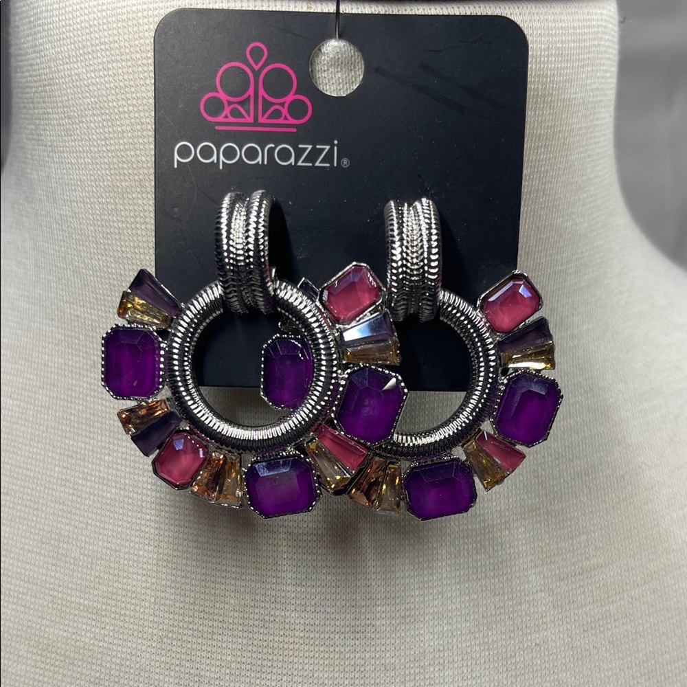Paparazzi Vibrant Purple and Pink Gemstone Earrings BNWT